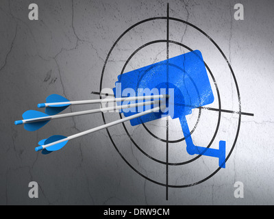 Privacy concept: arrows in Cctv Camera target on wall background Stock Photo