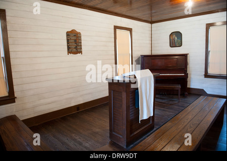 USA Mississippi MS Miss Tupelo Elvis Presley birthplace home birth - interior of his family church Stock Photo