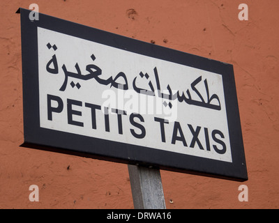 MARRAKECH, MOROCCO - JANUARY 22, 2014:  Sign for taxi in Stock Photo