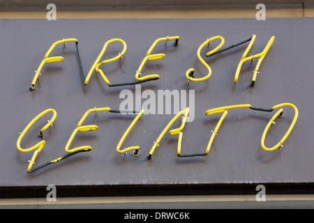 light-emitting diode, Rope Lighting Spelling out the words Frozen Gelato Stock Photo