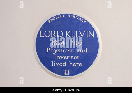 Blue Plaque of William Thomson, 1st Baron Kelvin, Lord Kelvin, London England United Kingdom UK Stock Photo