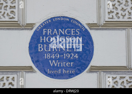 Blue Plaque of Frances Hodgson Burnett, London England United Kingdom UK Stock Photo