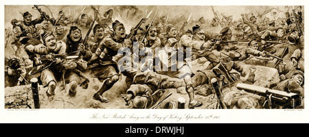 Battle of Loos, 1915 illustration of the charge of the Scottish Divisions which took the village in Northern France Stock Photo