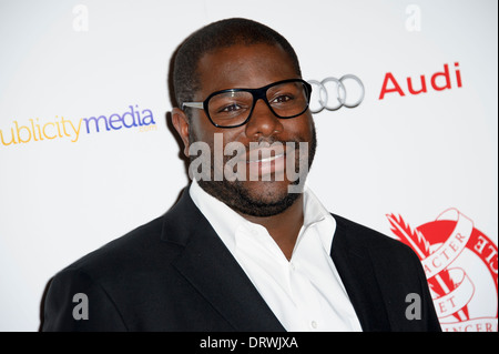 Director Steve McQueen with his award for Film of the Year at The London Critics Circle Awards, in London. Stock Photo