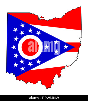 State of Ohio flag map isolated on a white background, U.S.A. Stock Photo