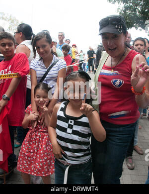 Santa Ana, Costa Rica. 02nd Feb, 2014. On Sunday February 1st 2014, Hundreds of people were waiting patiently in line in San José suburb of Santa Ana. Adults were here to accompany their children who were casting their symbolic votes to choose Costa Rica’s new president. The new leader will replace Laura Chinchilla who’s been leading this Latin American nation since 2010.  Children’s votes dates to 1978 and is an excellent demonstration of Costa Rica’s desire to be a leader in democracy and human rights in this part of the world. Credit:  Megapress/Alamy Live News Stock Photo