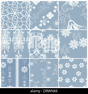 Blue patterns set Stock Photo