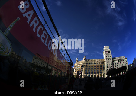 Touristic bus at Catalunya square in Barcelona Stock Photo