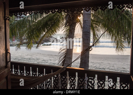 View from a bungalow on Sunrise Beach, Hat Rin town, Ko Pha Ngan island, Thailand Stock Photo