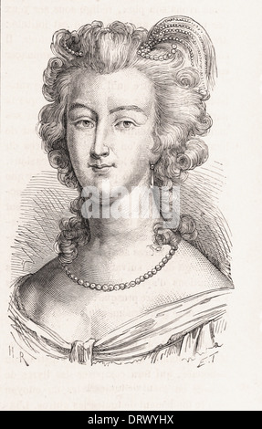 Portrait of Marie-Antoinette Queen of France - French engraving XIX th century Stock Photo