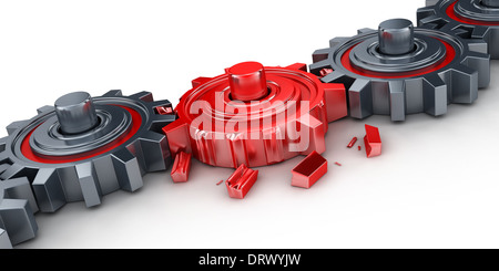 Bad red gear (done in 3d) Stock Photo