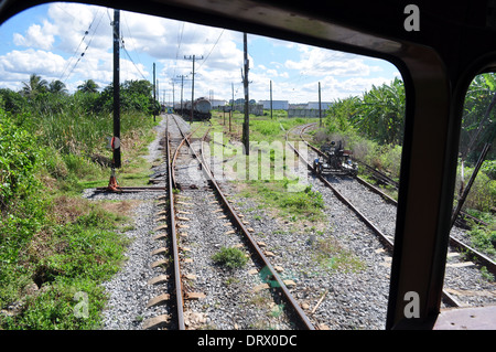 Cuba: part of the Hershey Electric Railway running between Havana and Matanzas. View from the cab. Stock Photo