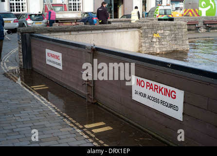 Flood precautions at Lymington Hampshire UK Stock Photo