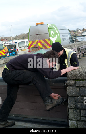 Flood precautions at Lymington Hampshire UK Stock Photo