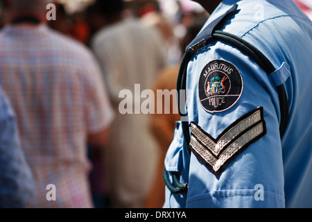 Badge with Rank on Police uniform, Mauritius. Stock Photo