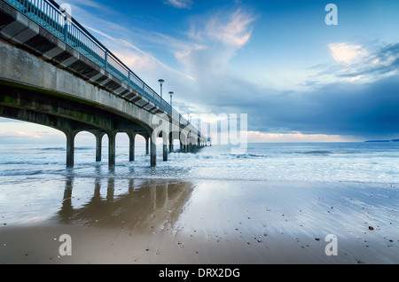 Surf at Boscombe Pier and beach at Bournemouth in Dorset Stock Photo