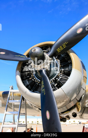 The Wright Cyclone engine of a B17 Flying Fortress WW2 bomber plane Stock Photo