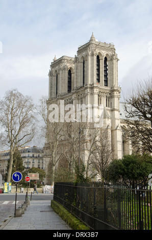 The western facade of the Notre-Dame Cathedral in fourth arrondissement, Ile de la Cite, Paris. France. Stock Photo