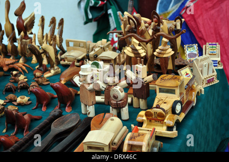 Havana, Cuba: wooden souvenir toys for sale in a street market Stock Photo