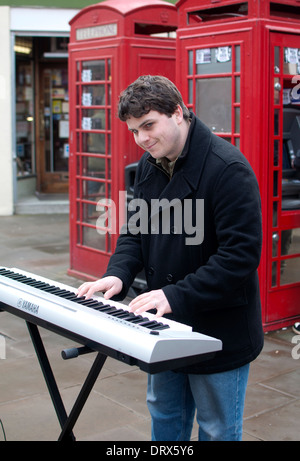 Keyboards busker, Stratford-upon-Avon, UK Stock Photo