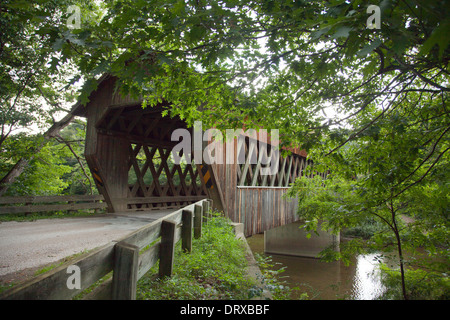 State Road Bridge, built of 97,000 feet of southern pine and oak,  crosses Conneaut Creek, Ashtabula county, Ohio. Stock Photo