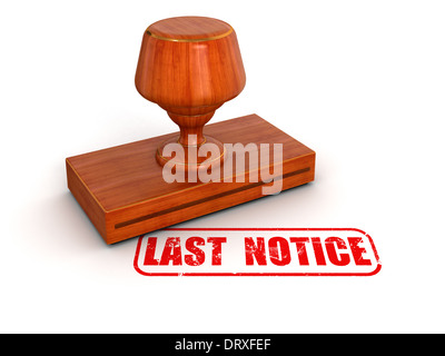 Rubber Stamp Last Notice (clipping path included) Stock Photo