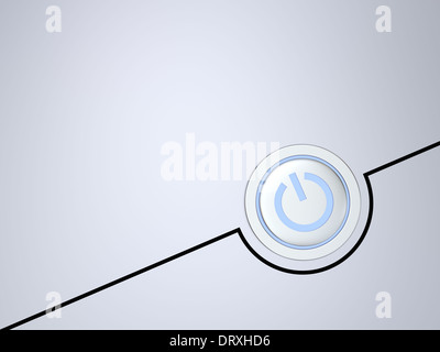 Metallic on-off button illustration with glowing blue light Stock Photo ...