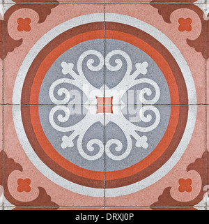 pattern on an ancient square paving tile Stock Photo