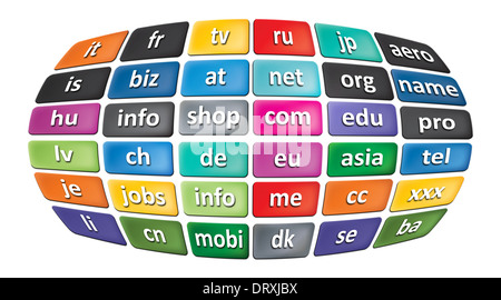 Worldwide Top Domains Stock Photo