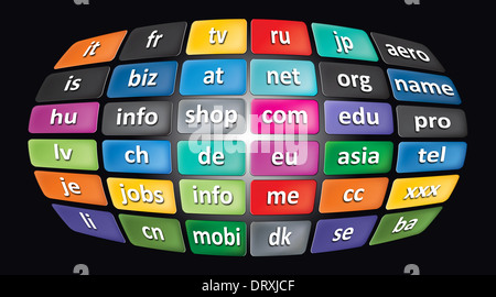 Worldwide Top Domains Stock Photo