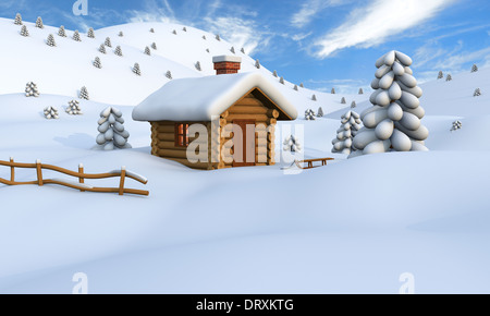 snowy cabin clipart