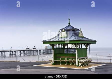 Traditional Victorian shelter on Blackpool seafront promenade, UK. Stock Photo