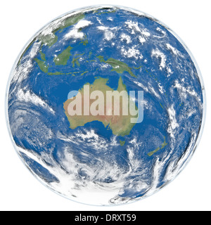 Detailed model of Earth with clouds and atmosphere isolated on white ...