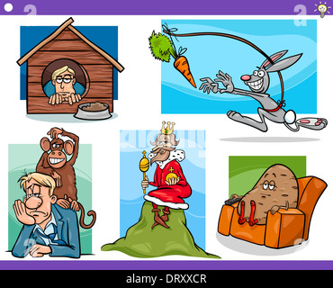 Illustration Set of Humorous Cartoon Concepts or Ideas and Metaphors with Funny Characters Stock Photo