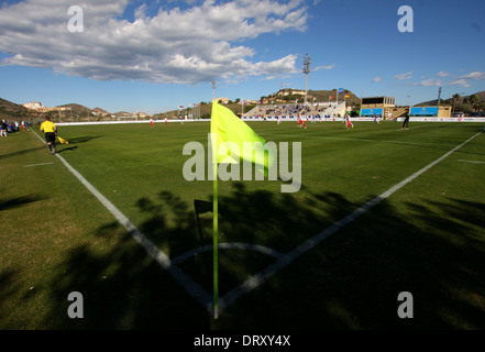 Football pitch corner flag Stock Photo