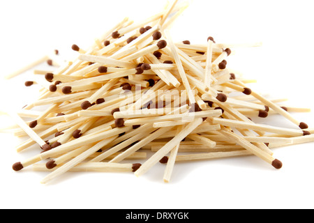 pile of matches on a white background Stock Photo