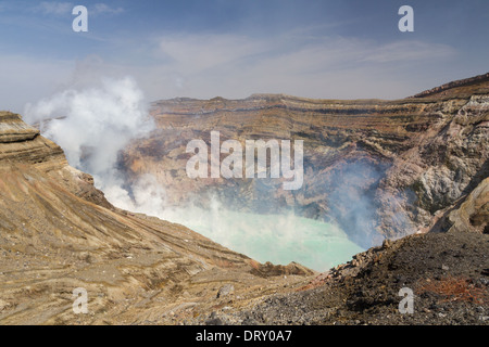 The crater of the volcano Mt Aso, on the island of Kyushu, Japan Stock Photo