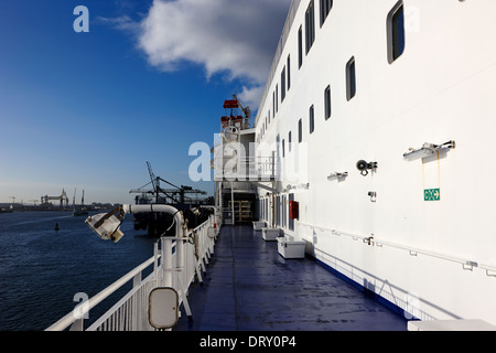 outside gangway of stena line passenger ferry in belfast harbour Stock Photo