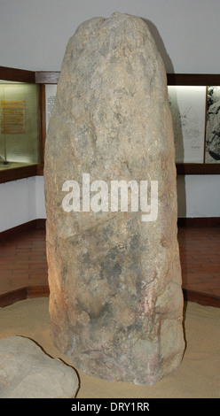 Portugal. Menhir of Piedra Longa. Neolithic Era. Archaeology Museum. Montemor-o-Novo. Stock Photo
