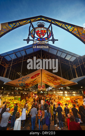 La Boqueria Market (Mercat de Sant Josep de la Boquería) at La Rambla. Barcelona. Catalonia. Spain Stock Photo