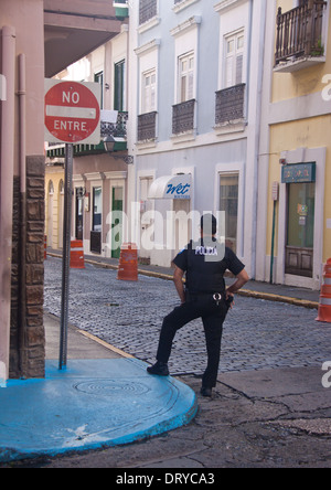 Policeman on duty in Old San Juan, Puerto Rico Stock Photo