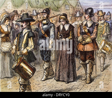 Mary Dyer, English Puritan turned Quaker, led to execution on Boston Common, America Stock Photo