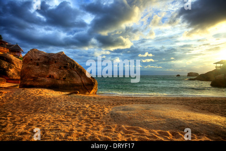 Tropical colorful sunset at the tropical beach. Thailand Stock Photo