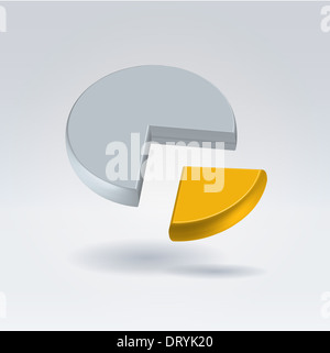 Golden and gray pie chart two piece Stock Photo