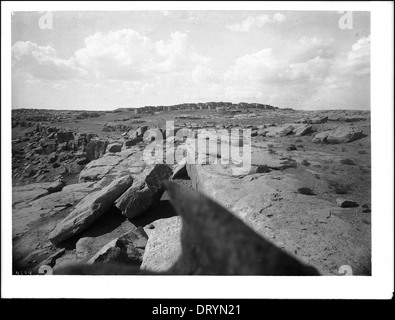 A distant view in the Hopi pueblo of Oraibi from the southwest, Arizona, ca.1898 Stock Photo