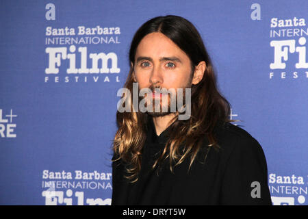 Jared Leto (Dallas Buyers Club) walks the red carpet at the Santa Barbara International Film Festival. Stock Photo