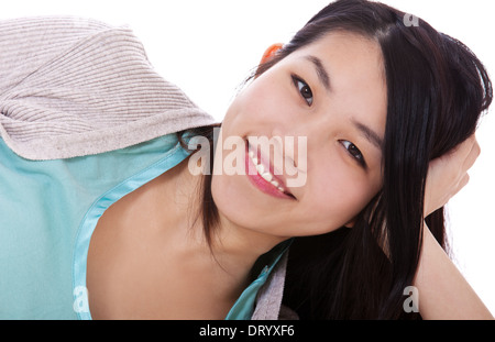 Attractive asian girl. All on white background. Stock Photo