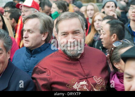 Vancouver, British Columbia, Canada. 4th Feb, 2014. Canada's federal opposition leader THOMAS MULCAIR (NDP) arrives in Chinatown for the start of the 2014 Chinese New Year Parade celebrating the Year of the Horse in Vancouver. Credit:  Heinz Ruckemann/ZUMA Wire/ZUMAPRESS.com/Alamy Live News Stock Photo