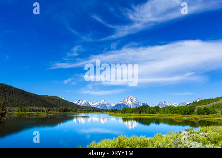 Tetons. Snake River from the Snake River Overlook, Grand Teton National Park, Jackson Hole valley, Wyoming, USA Stock Photo