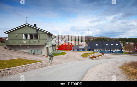 Quiet street in Norwegian countryside. Rorvik town Stock Photo
